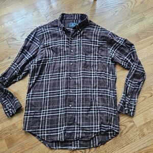 CH Bass Men's Brown Black Plaid Button Shirt